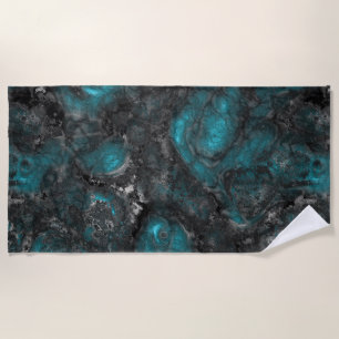 Silver and Turquoise Stone Abstract Beach Towel