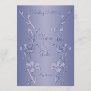 Silver and Violet Floral Wedding Invitation