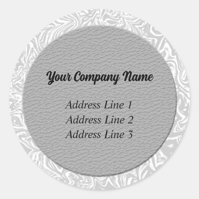 Silver  and White Business Address Lables Classic Round Sticker (Front)