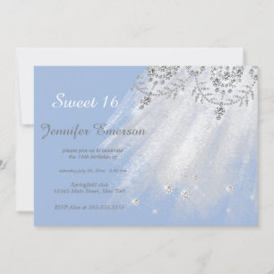 Silver and White Dress Glitter Sweet Sixteen Invitation