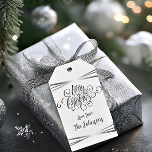 Silver and white elegant personalised Christmas Gift Tags