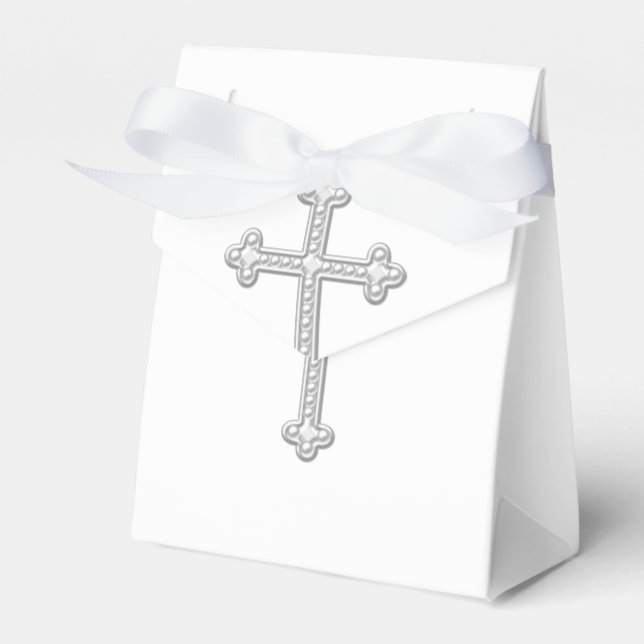 Silver and White First Communion Christening Favour Box (Front Side)