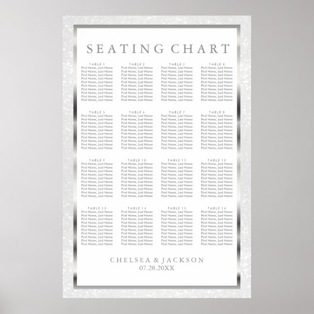 Silver and White Glitter - Seating Chart (Front)