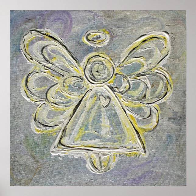 Silver and White Guardian Light Angel Poster Print (Front)