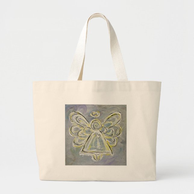 Silver and White Light Angel Tote Bag (Front)
