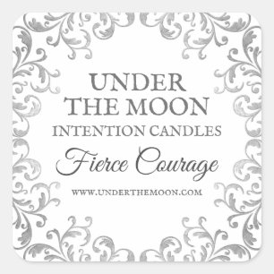Silver And White Ornate Spell Candle Labels