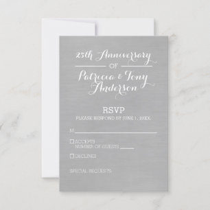 Silver and White RSVP Wedding Anniversary Card