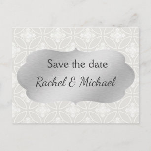 Silver and White Save the date Announcement Postcard