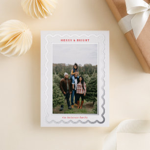 Silver and White Simple Scallop Photo Frame