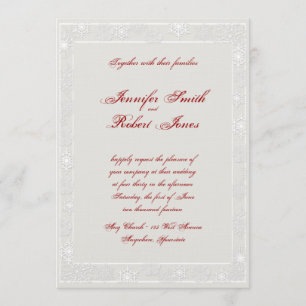 Silver and White Snowflake Wedding Invitation