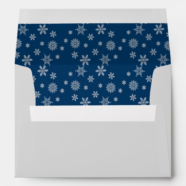 Silver and White Snowflakes on Dark Blue Envelope (Back (Bottom))