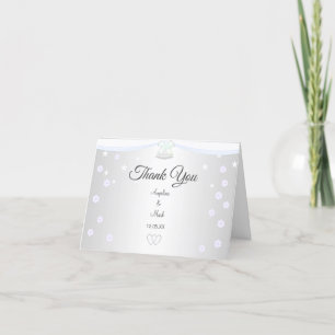 Silver and White Wedding Thank You Card