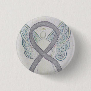 Silver Angel Awareness Ribbon Custom Art Pins