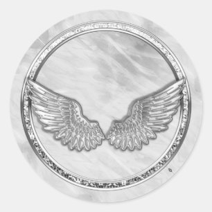 Silver Angel Wings Classic Round  Sticker