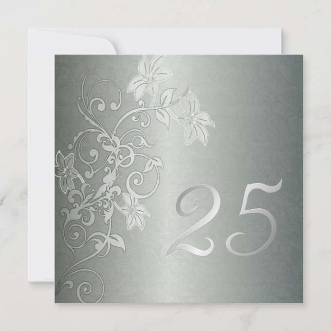 Silver Anniversary  25 Years Damask Flair Invitation (Front)