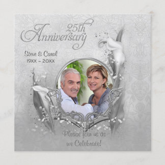 Silver  Anniversary Calla Photo Invitation
