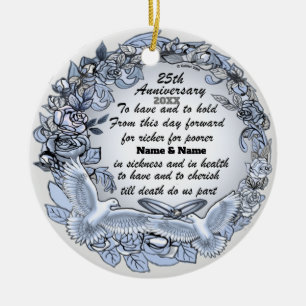 Silver Anniversary Ceramic Tree Decoration