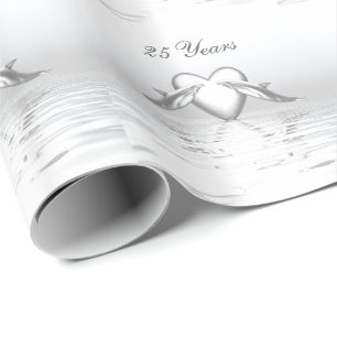 Silver Anniversary Dolphins and Heart Wrapping Paper