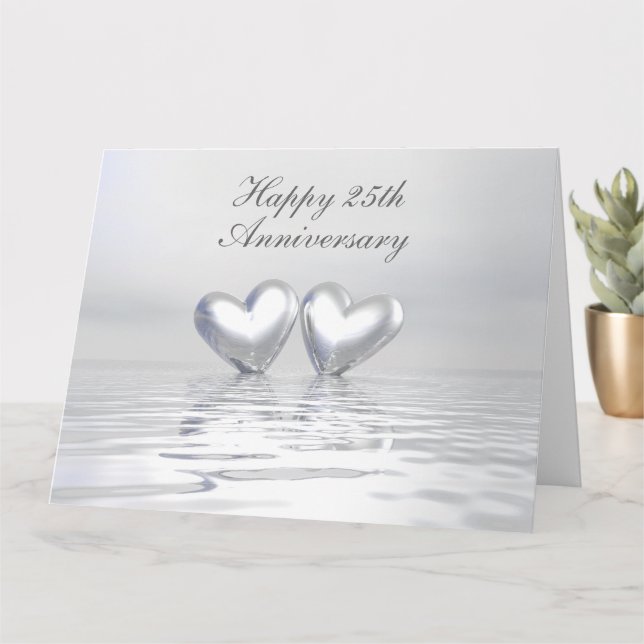 Silver Anniversary Hearts Card (Small Plant)