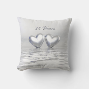 Silver Anniversary Hearts Cushion