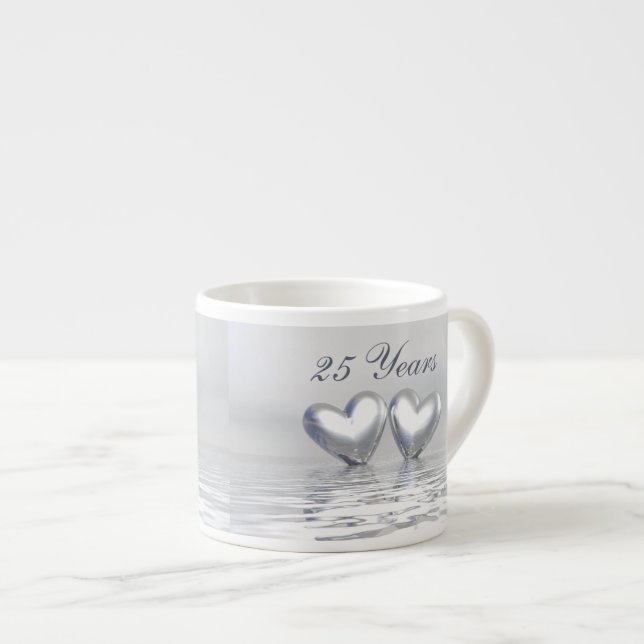 Silver Anniversary Hearts Espresso Cup (Front Right)