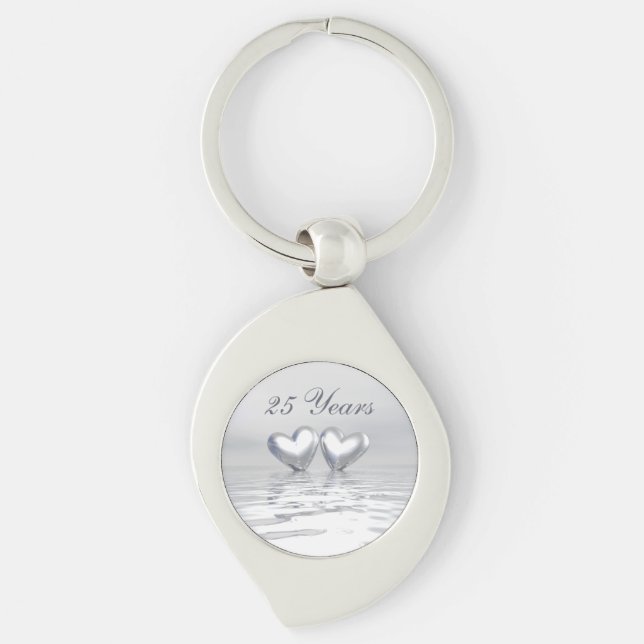 Silver Anniversary Hearts Key Ring (Front)