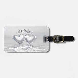 Silver Anniversary Hearts Luggage Tag