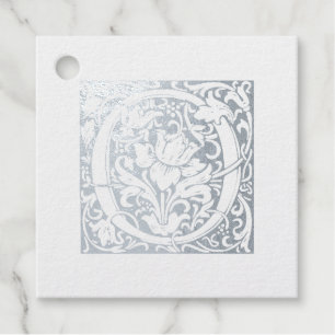 Silver Anniversary Monogram Illuminated Letter O Favour Tags
