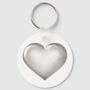 Silver Anniversary - Silver Glass Heart Key Ring