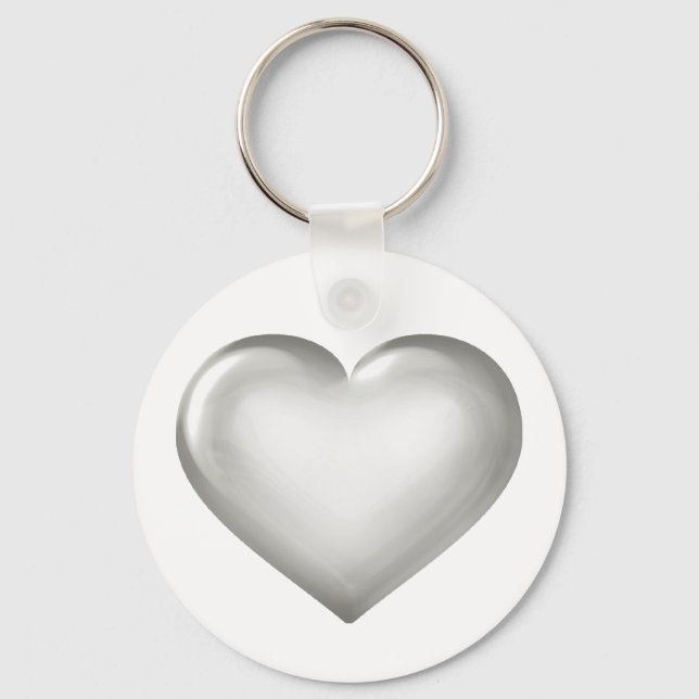 Silver Anniversary - Silver Glass Heart Key Ring (Front)