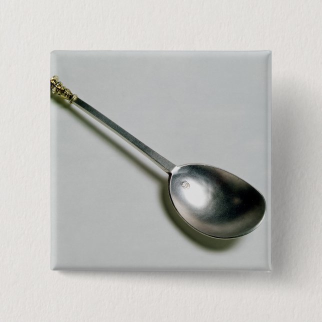 Silver apostle spoon with gold seal top, 1668 15 cm square badge (Front)