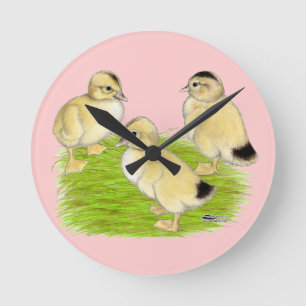 Silver Appleyard Ducklings Round Clock
