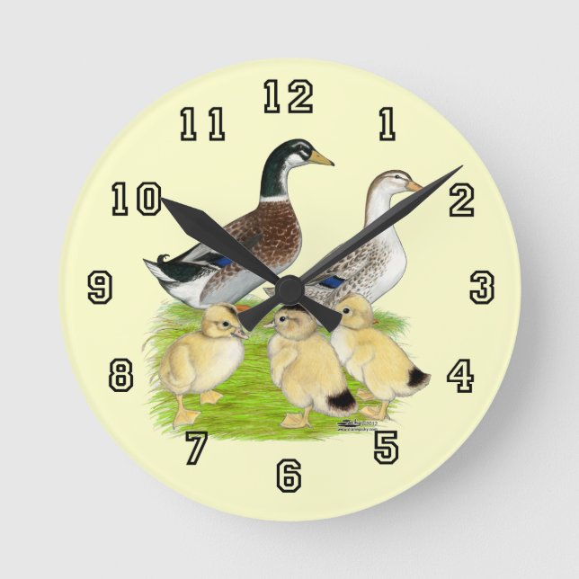 Silver Appleyard Family Round Clock (Front)