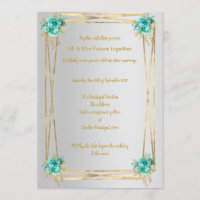 SILVER AQUA GOLD ELEGANT WEDDING INVITATION