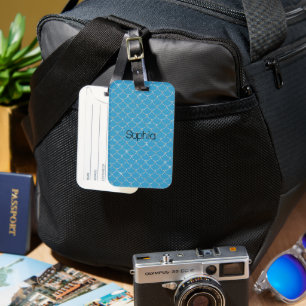 Silver Aqua Mermaid  Luggage Tag