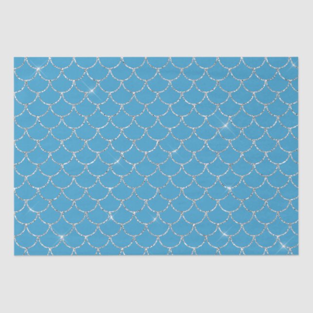 Silver Aqua Mermaid  Tissue Paper (Front)