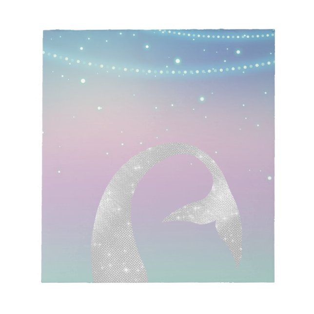 Silver Aqua Pink Purple Mermaid Notepad (Front)