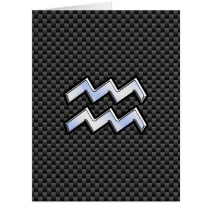Silver Aquarius Zodiac Symbol Carbon Fibre Style