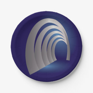 silver arcade tunnel paper plate