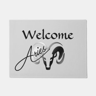 Silver Aries the Ram Zodiac Doormat