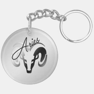 Silver Aries the Ram Zodiac Key Ring