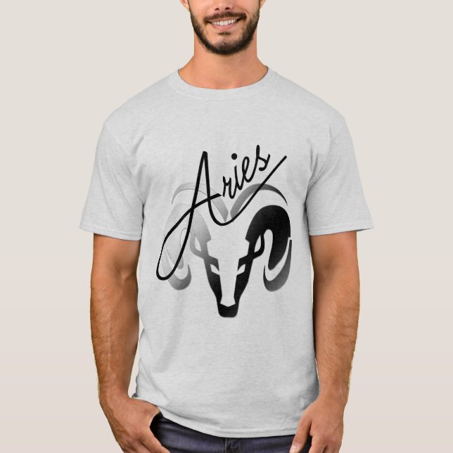 Silver Aries the Ram Zodiac T-Shirt (Front)