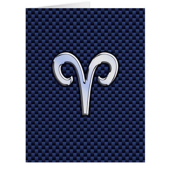 Silver Aries Zodiac Sign Blue Carbon Fibre Print (Front)
