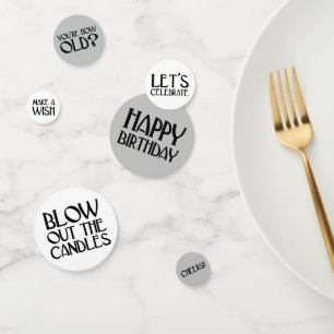 Silver Art Deco Birthday Phrases Confetti