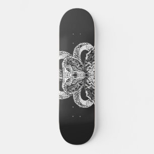 Silver Art Deco Cobra Ornamental Line Art Graphi Skateboard