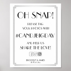 Silver Art Deco Gatsby Hashtag Sign 8x10