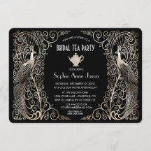 Silver Art Deco Peacocks Bridal Shower Tea Party