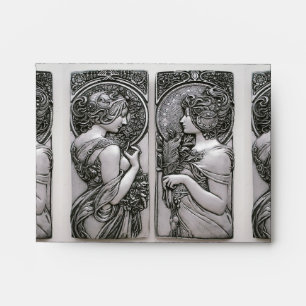 Silver ,Art nouveau ,design, females,Mucha,beautif Envelope