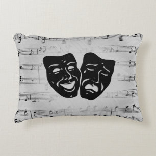 Silver Art Unites Theatre Masks Decorative Cushion