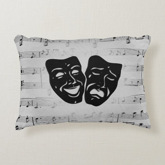 Silver Art Unites Theatre Masks Decorative Cushion (Front)
